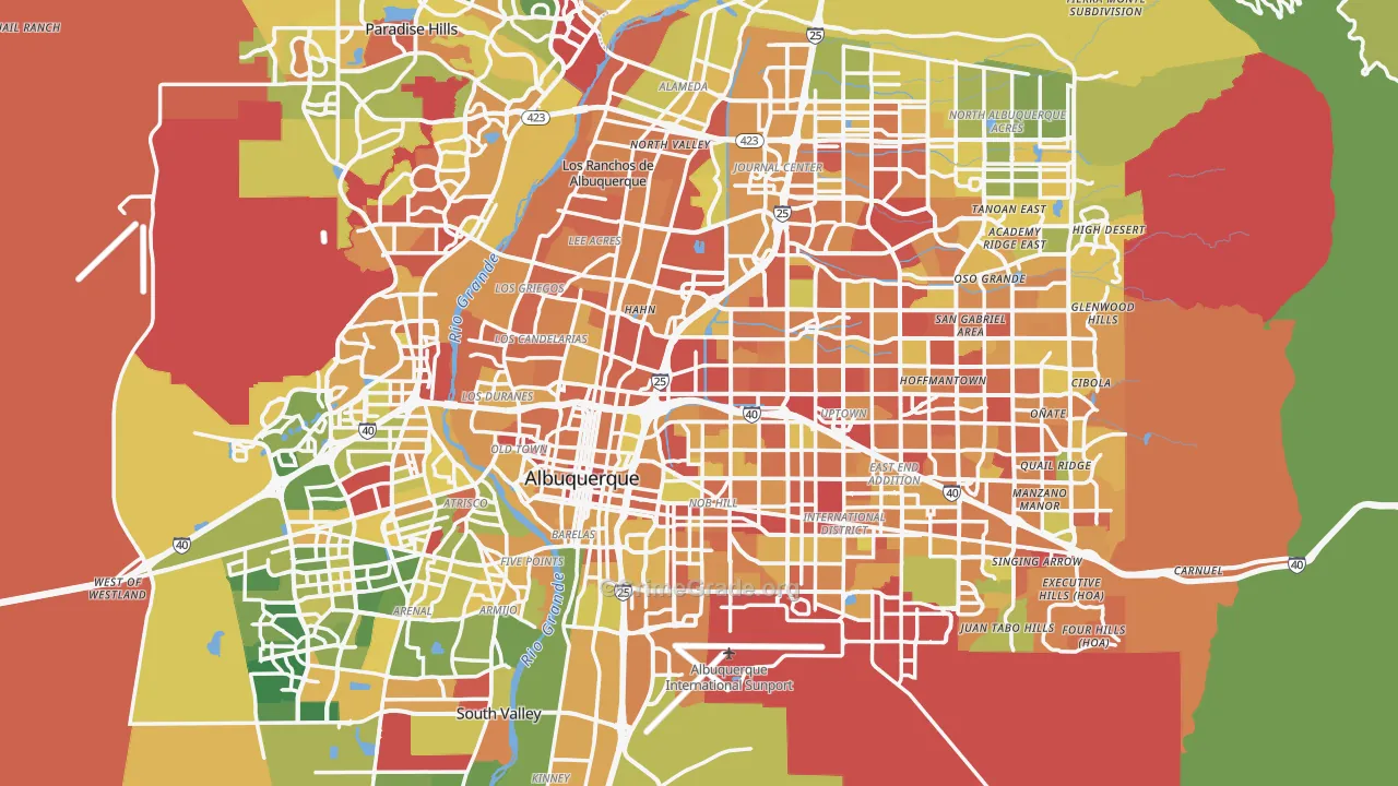 Albuquerque, NM Map of Robbery Rates