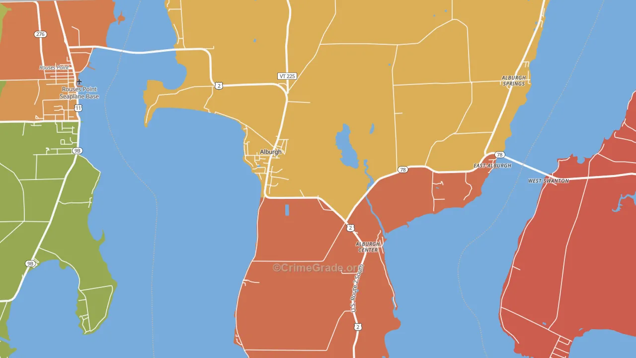 Alburg, VT Map of Robbery Rates