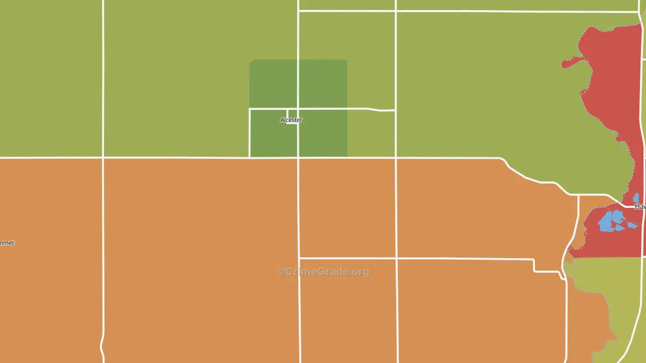 Alcester, SD Map of Robbery Rates