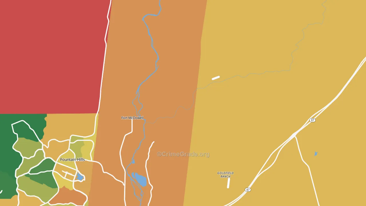 Alchesay Flat, AZ Map of Robbery Rates