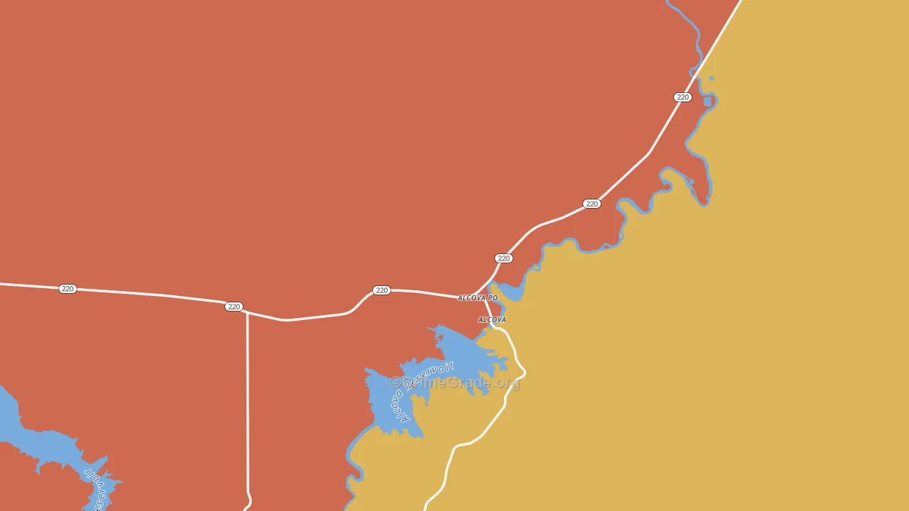 Alcova, WY Map of Robbery Rates