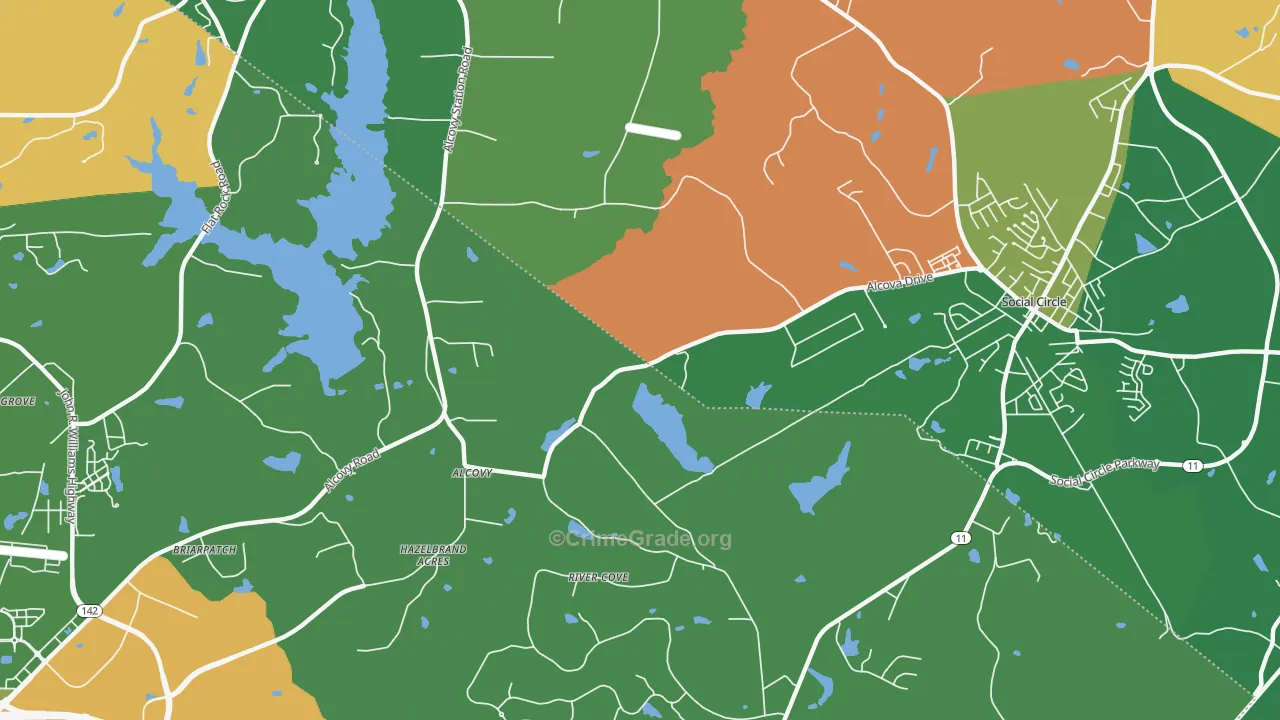 Alcovy, GA Map of Robbery Rates