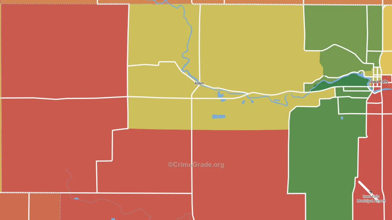 Alden, IA Map of Robbery Rates