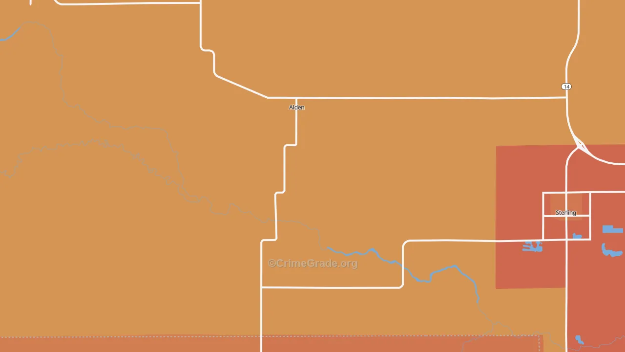 Alden, KS Map of Robbery Rates