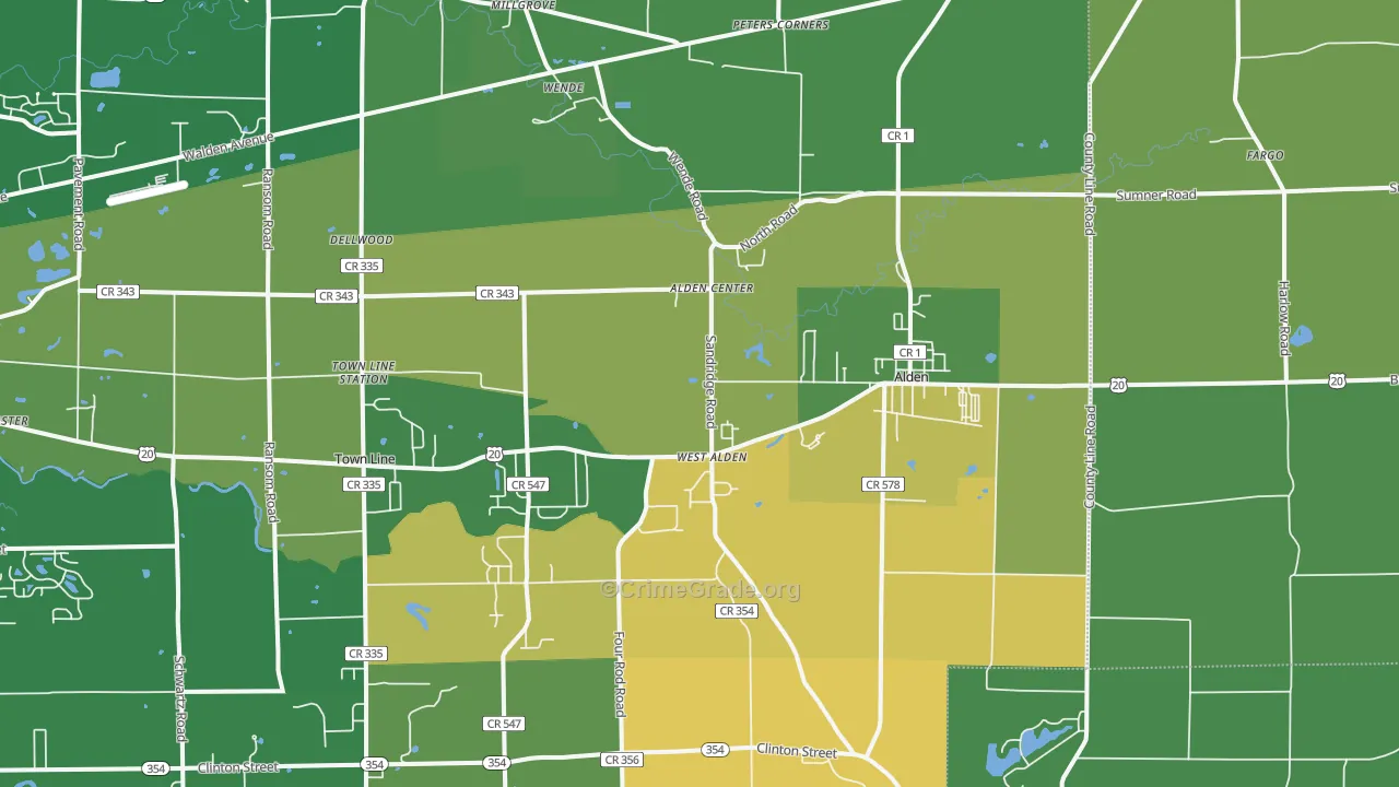 Alden, NY Map of Robbery Rates