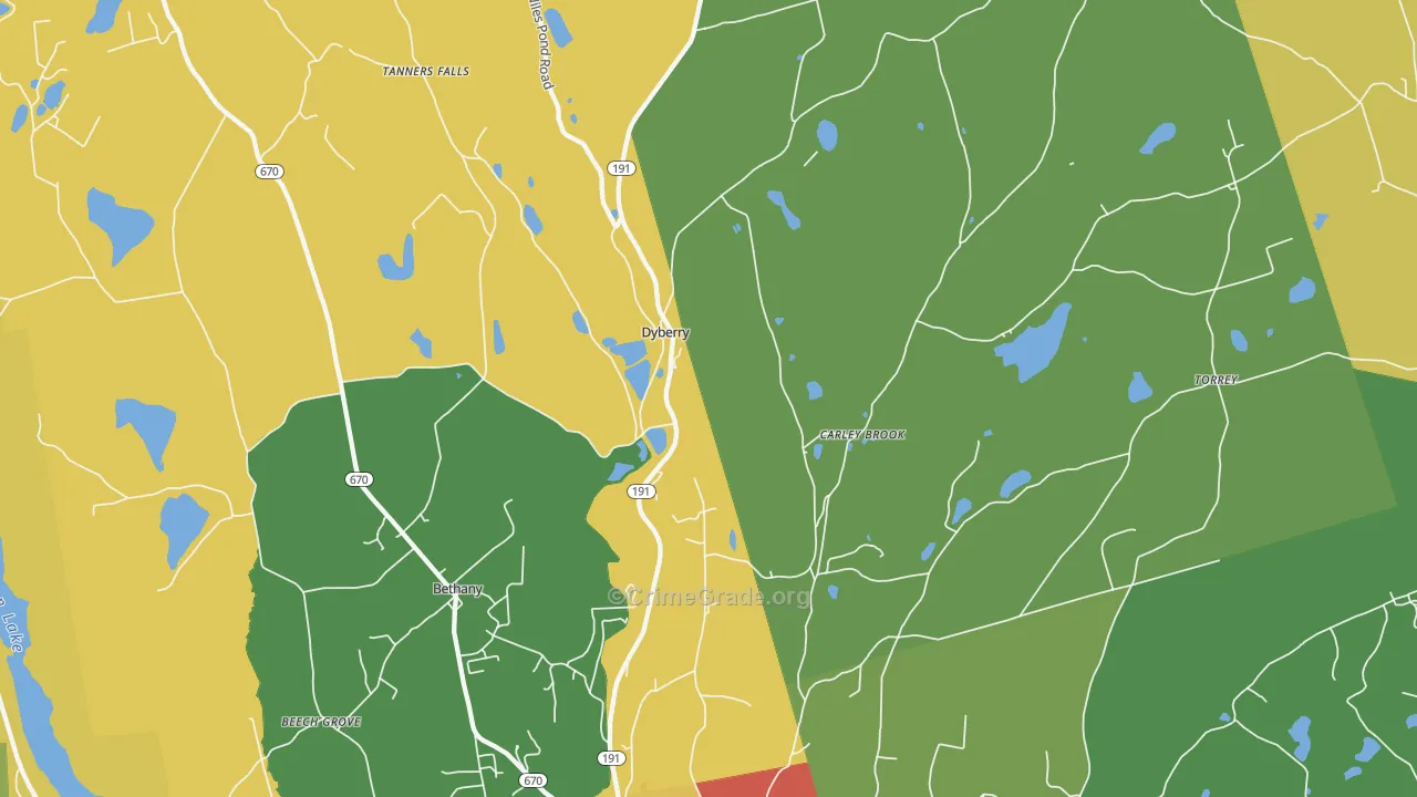 Aldenville, PA Map of Robbery Rates