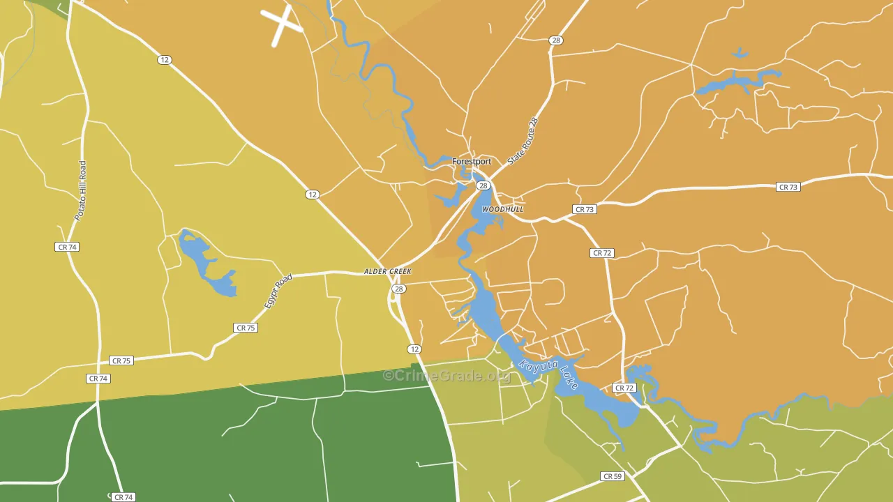 Alder Creek, NY Map of Robbery Rates