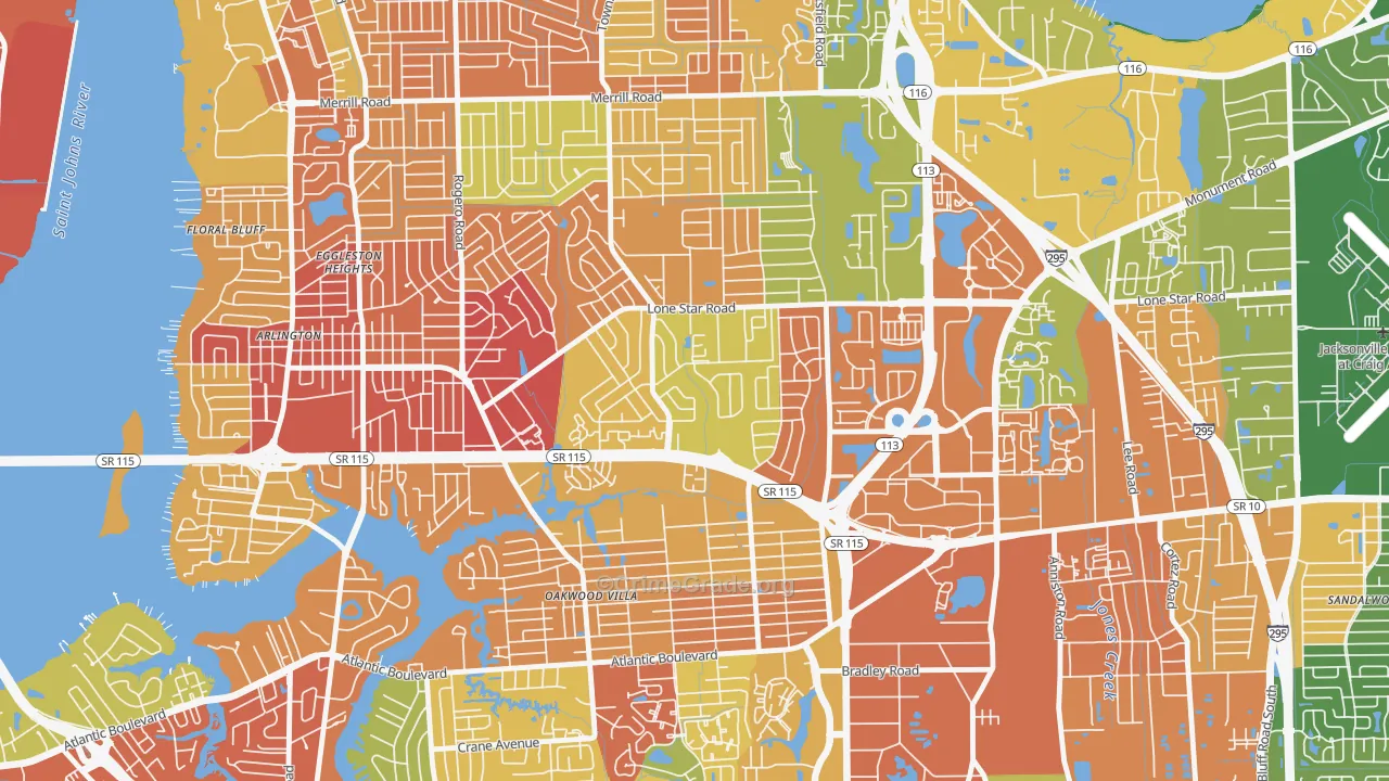 Alderman Park, Jacksonville, FL Map of Robbery Rates