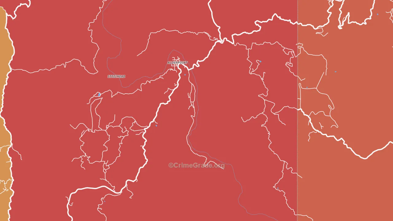 Alderpoint, CA Map of Robbery Rates