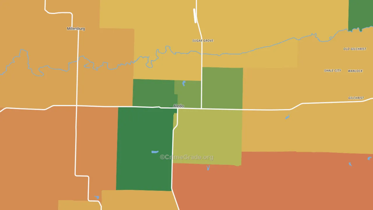 Aledo, IL Map of Robbery Rates