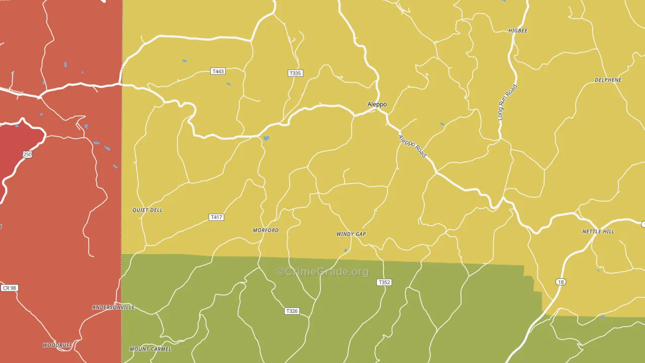 Aleppo, PA Map of Robbery Rates