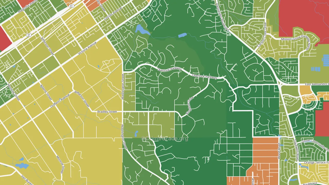 Alessandro Heights, Riverside, CA Map of Robbery Rates