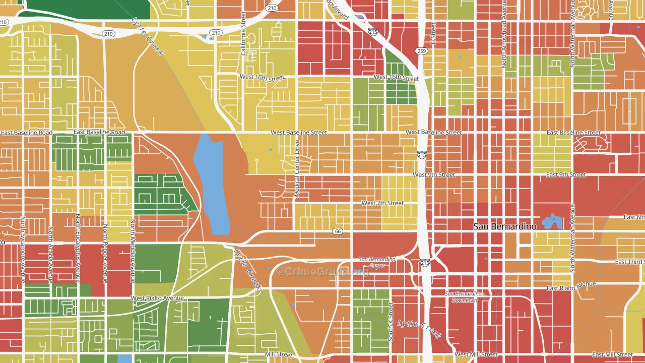 Alessandro, San Bernardino, CA Map of Robbery Rates