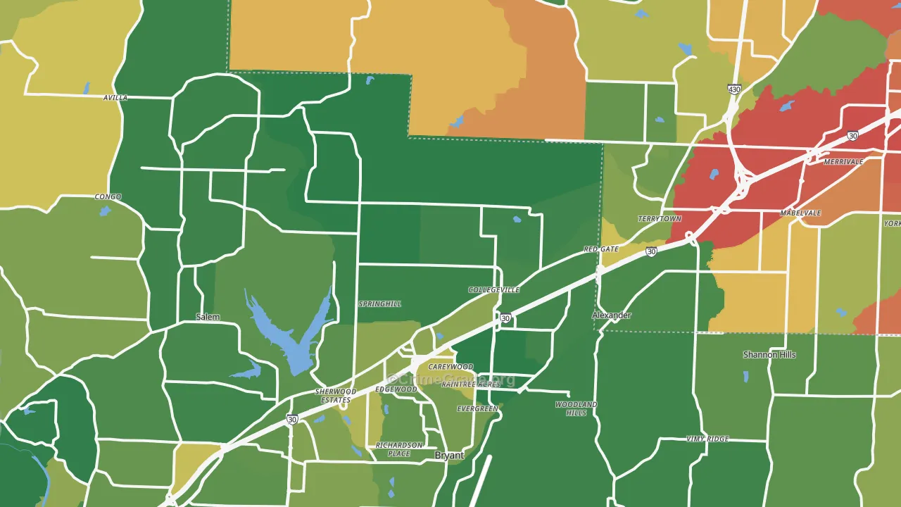 Alexander, AR Map of Robbery Rates