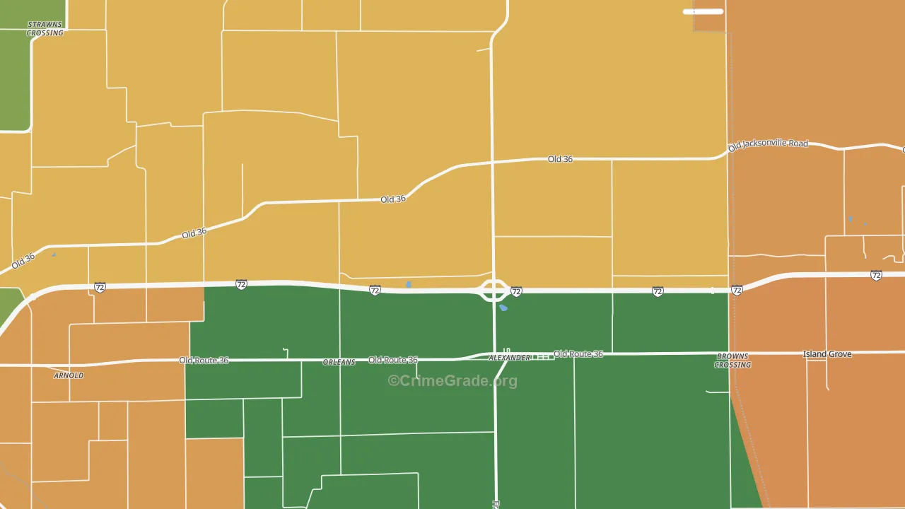 Alexander, IL Map of Robbery Rates