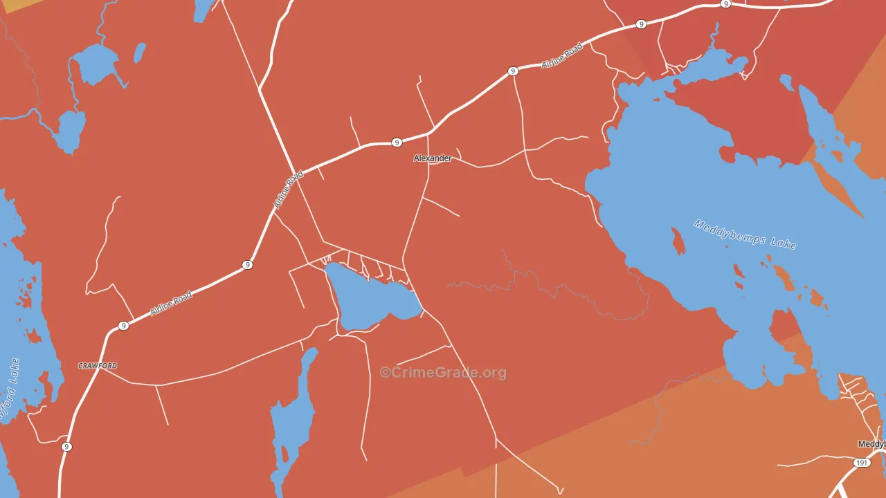 Alexander, ME Map of Robbery Rates