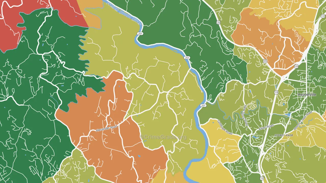 Alexander, NC Map of Robbery Rates