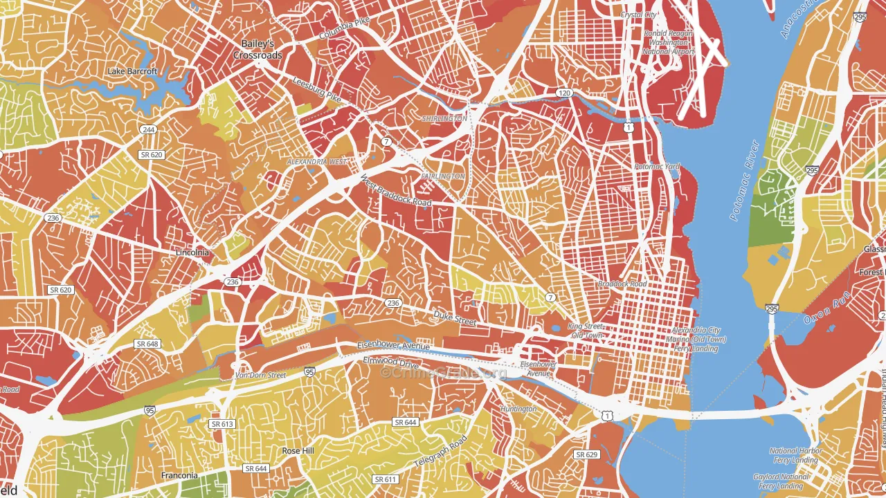 Alexandria City, VA Map of Robbery Rates