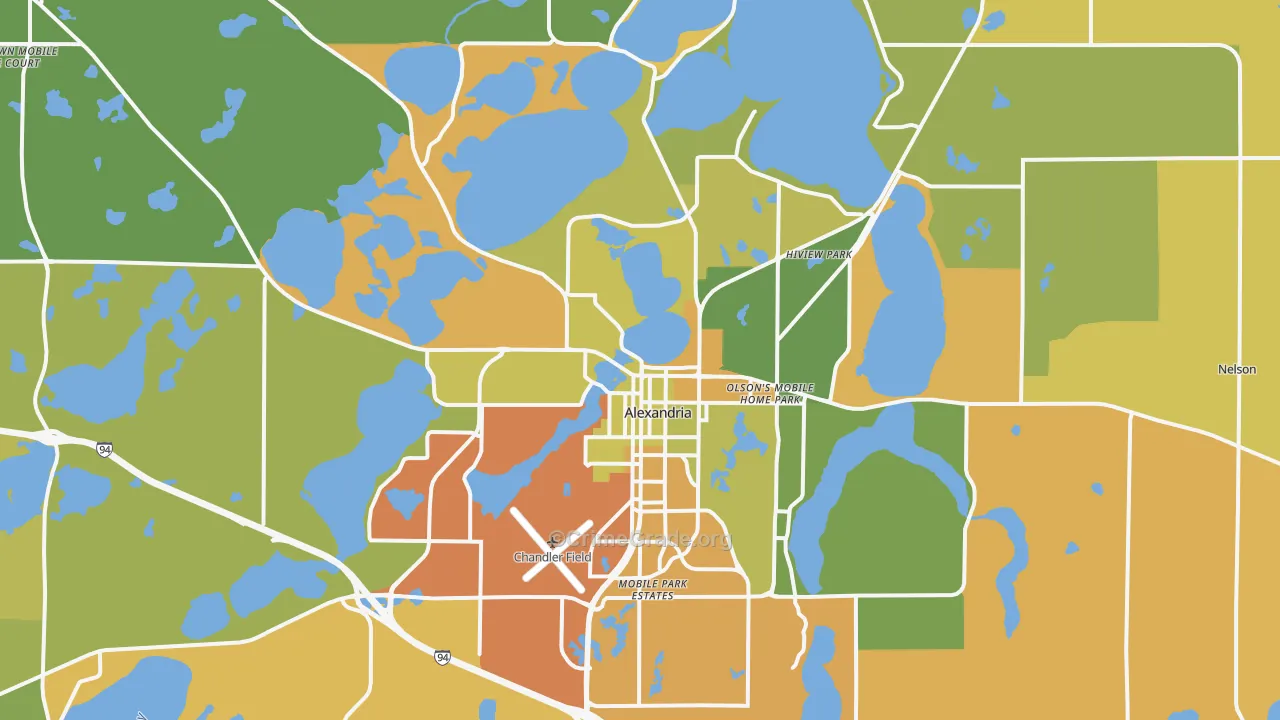 Alexandria, MN Map of Robbery Rates