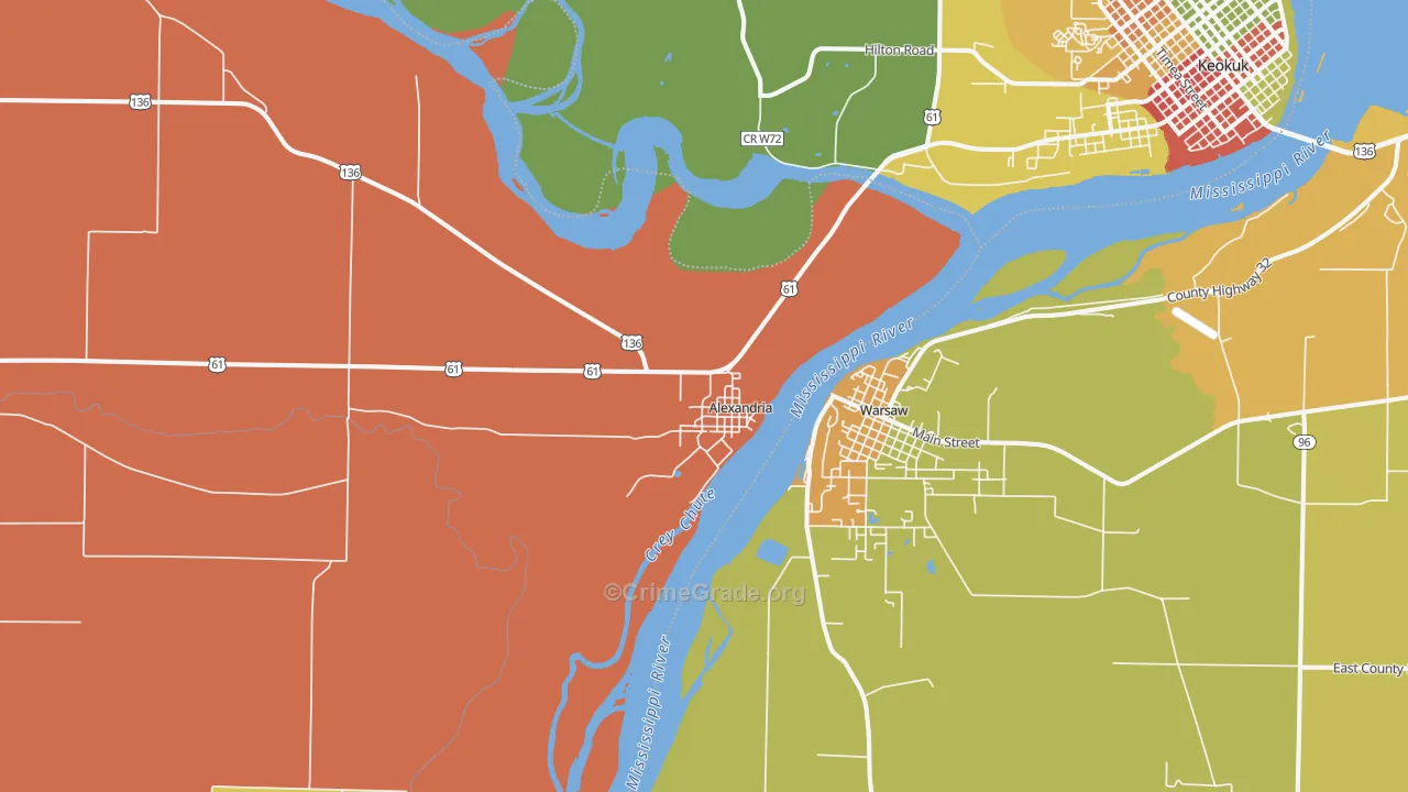 Alexandria, MO Map of Robbery Rates