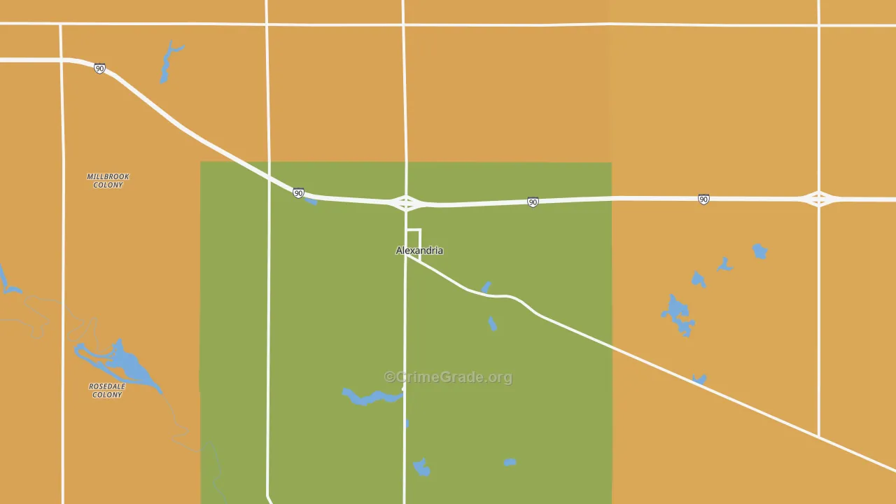 Alexandria, SD Map of Robbery Rates