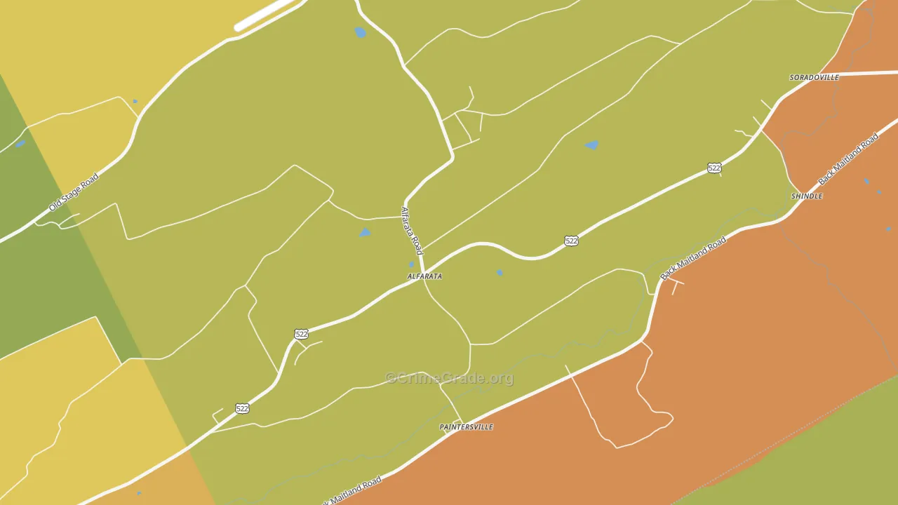 Alfarata, PA Map of Robbery Rates