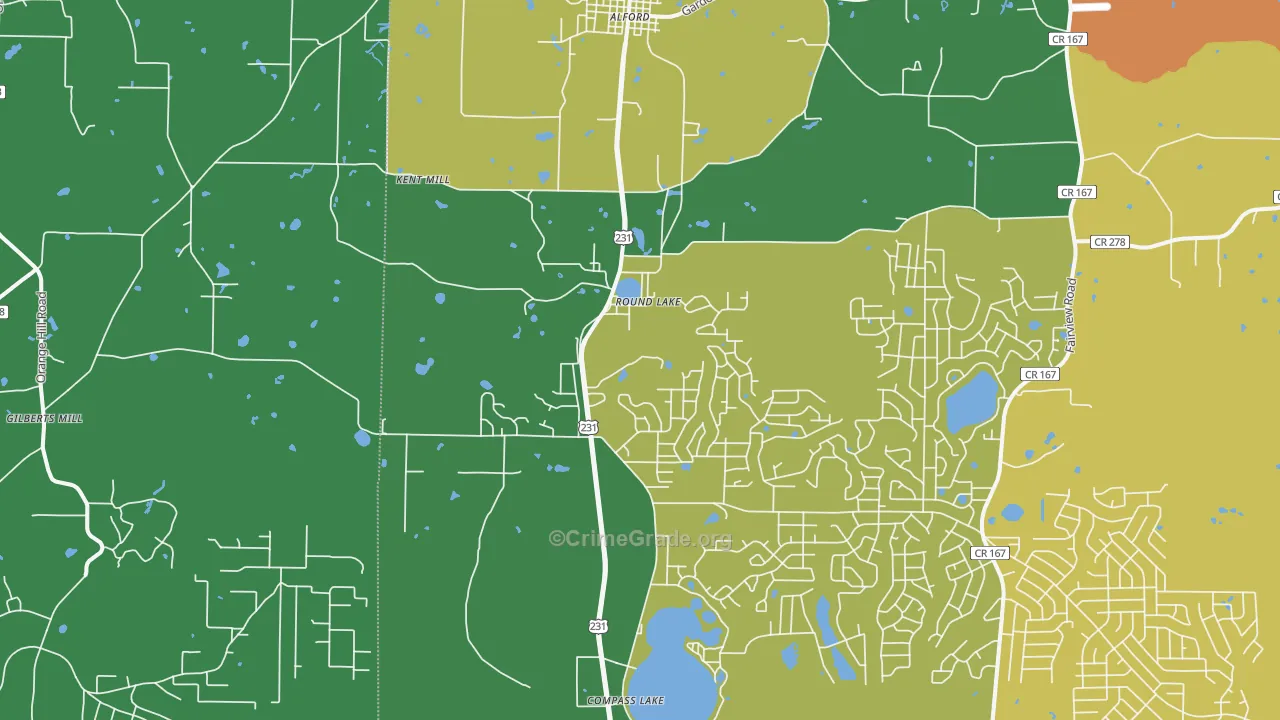 Alford, FL Map of Robbery Rates