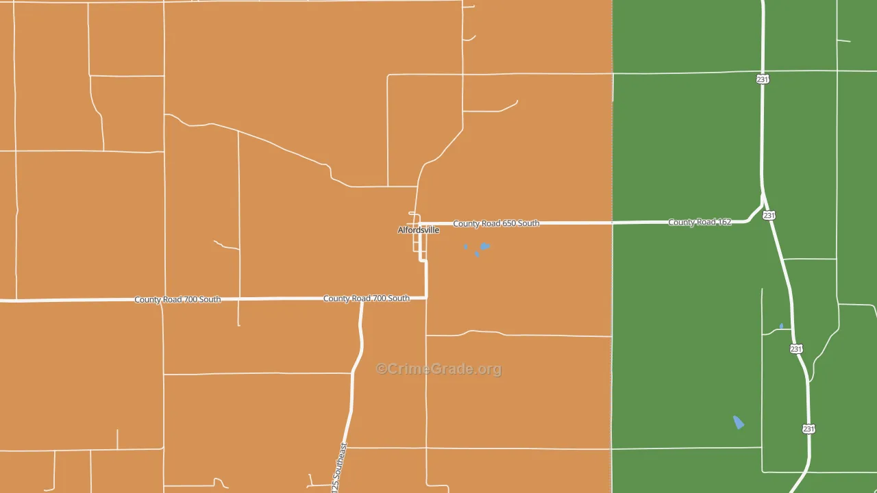 Alfordsville, IN Map of Robbery Rates