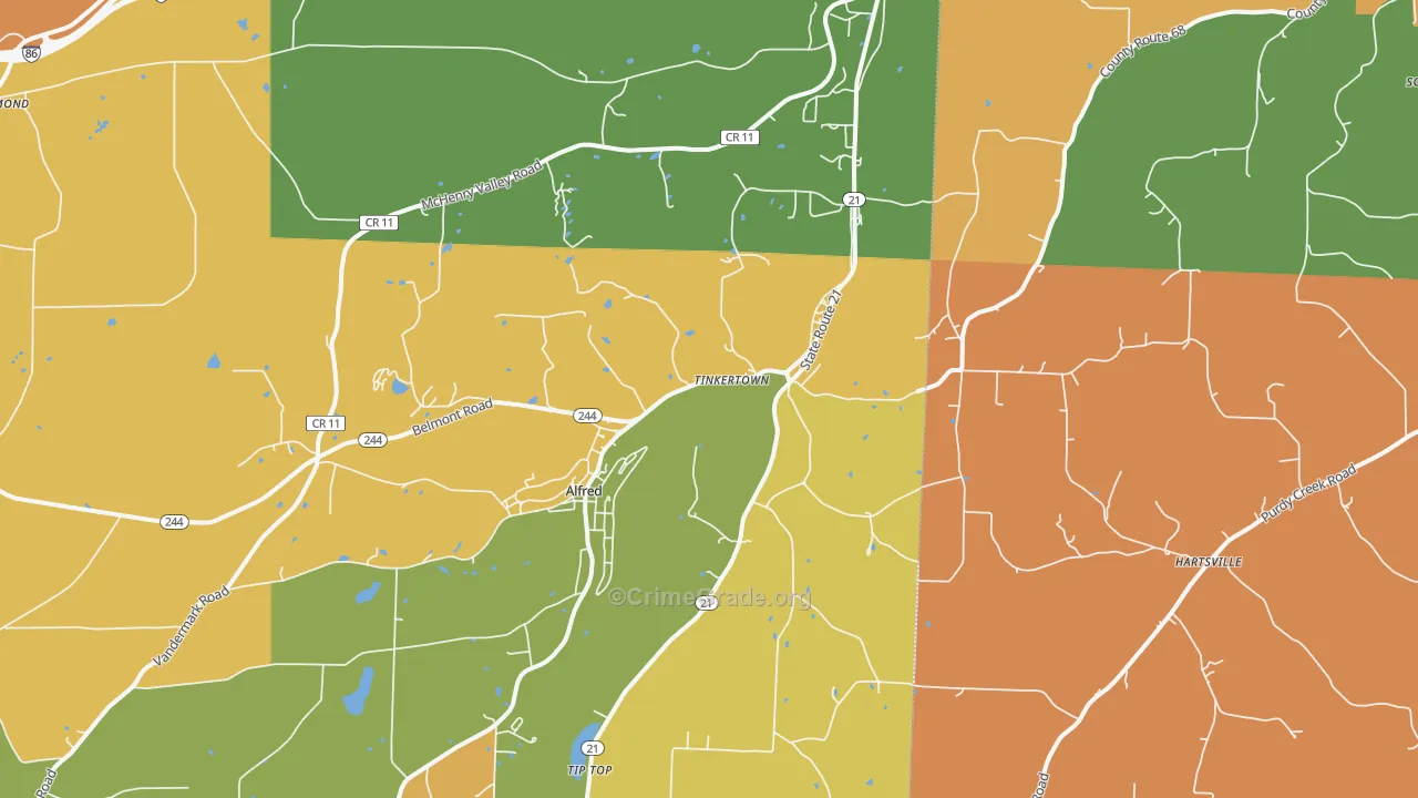 Alfred Station, NY Map of Robbery Rates