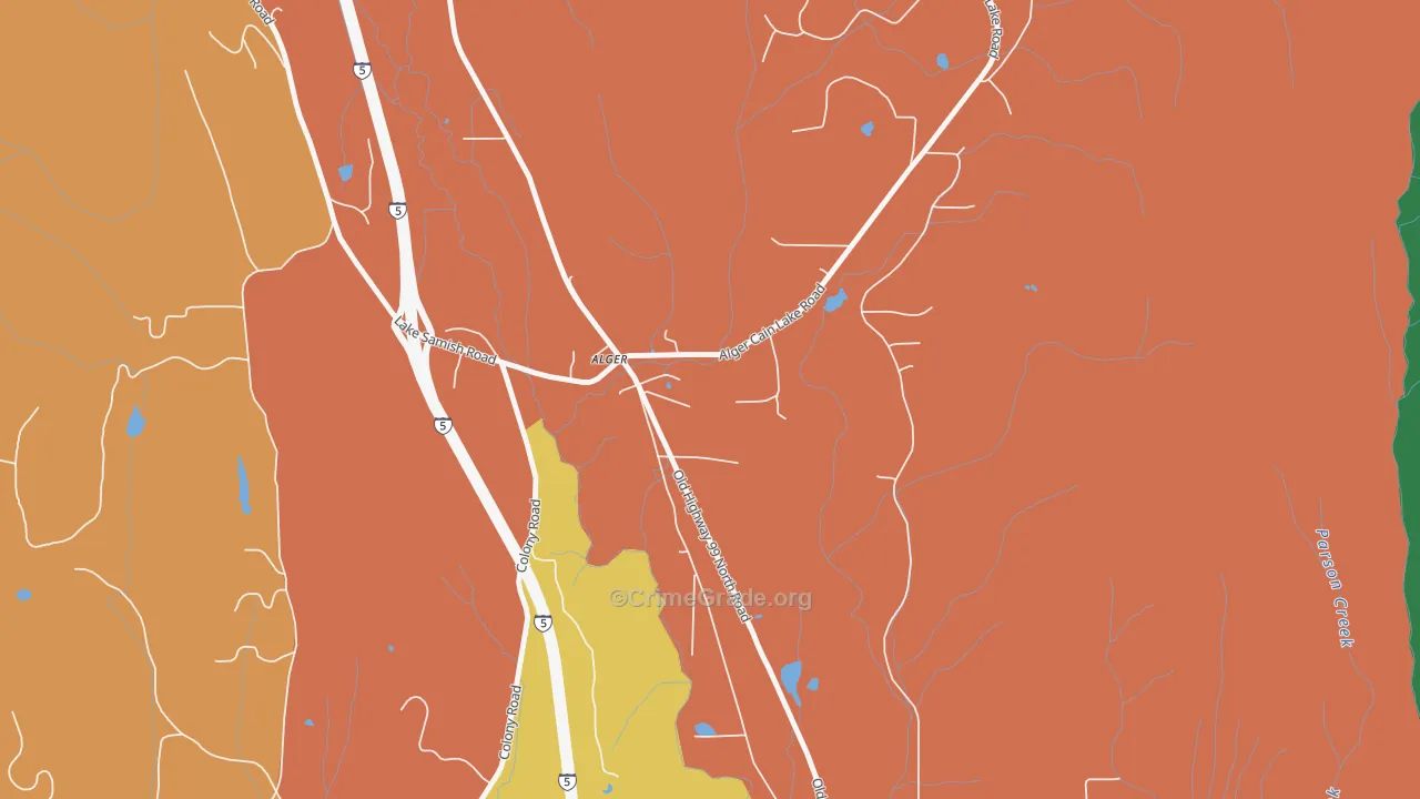 Alger, WA Map of Robbery Rates