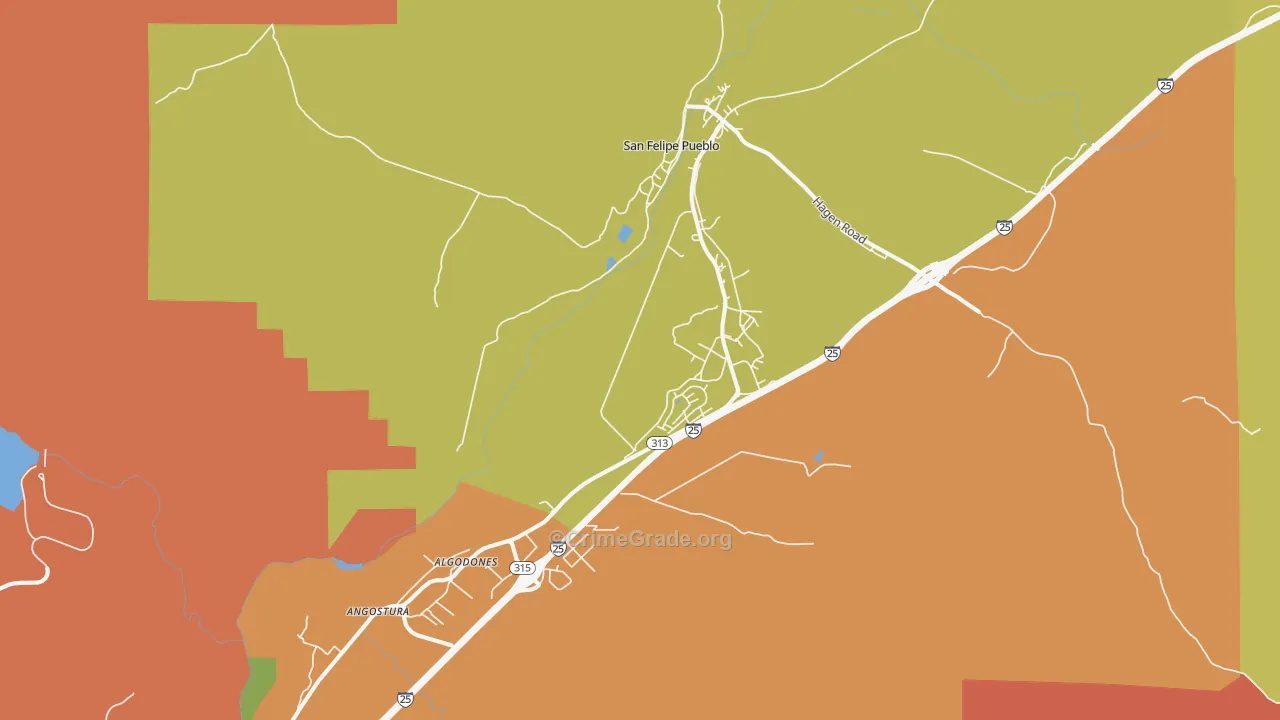 Algodones, NM Map of Robbery Rates