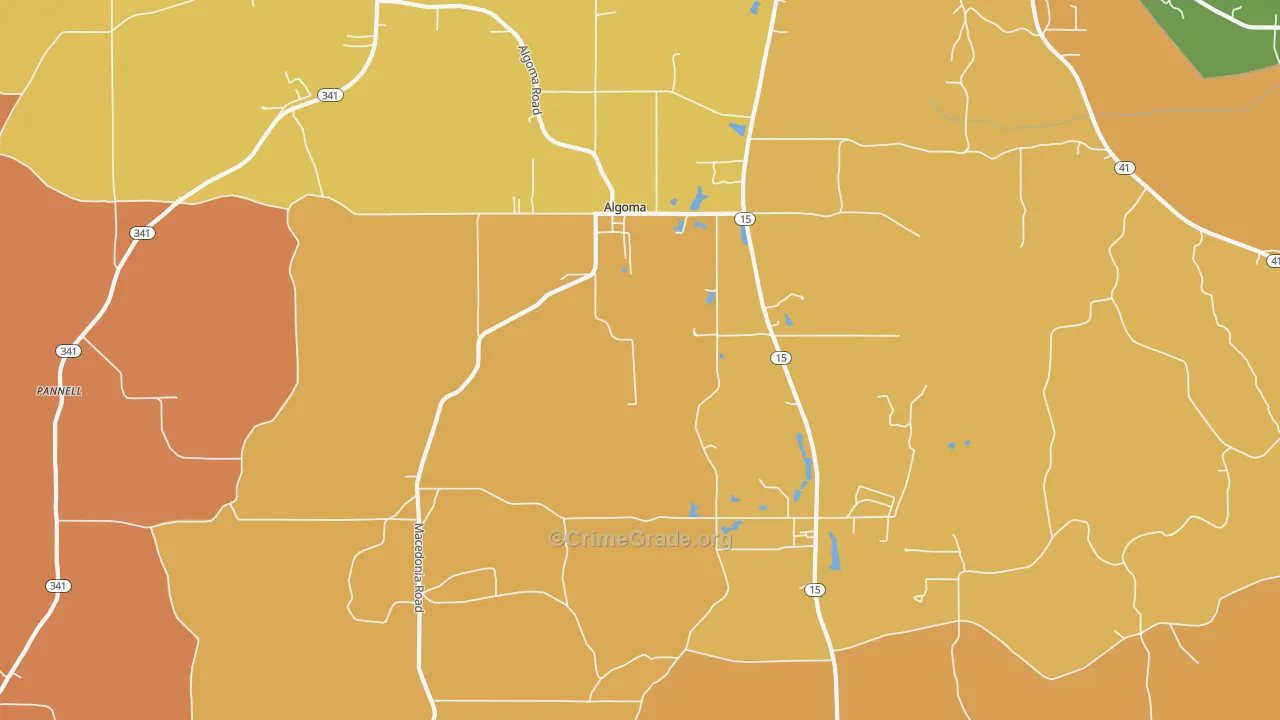 Algoma, MS Map of Robbery Rates
