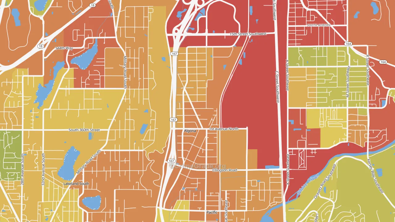 Algona, WA Map of Robbery Rates