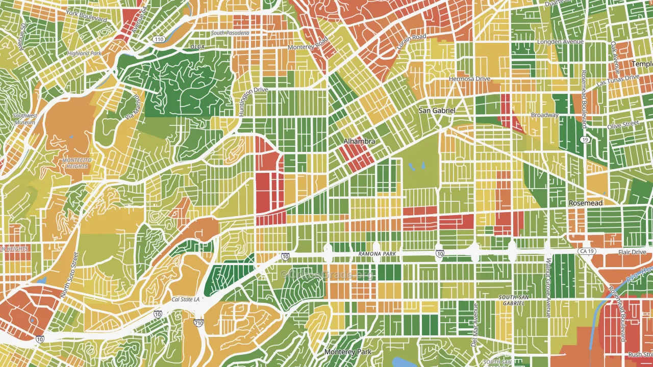 Alhambra, CA Map of Robbery Rates