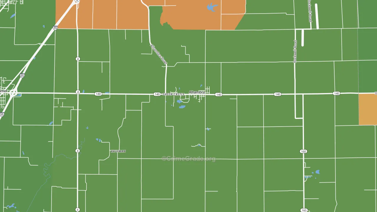 Alhambra, IL Map of Robbery Rates