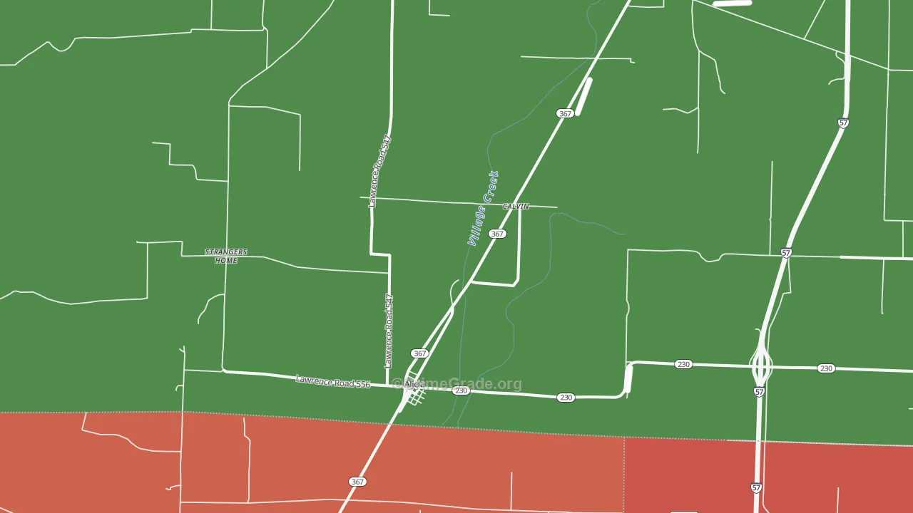 Alicia, AR Map of Robbery Rates