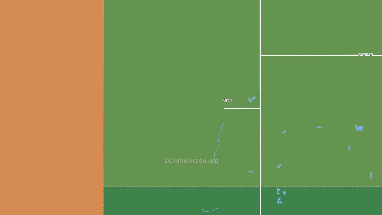Aline, OK Map of Robbery Rates