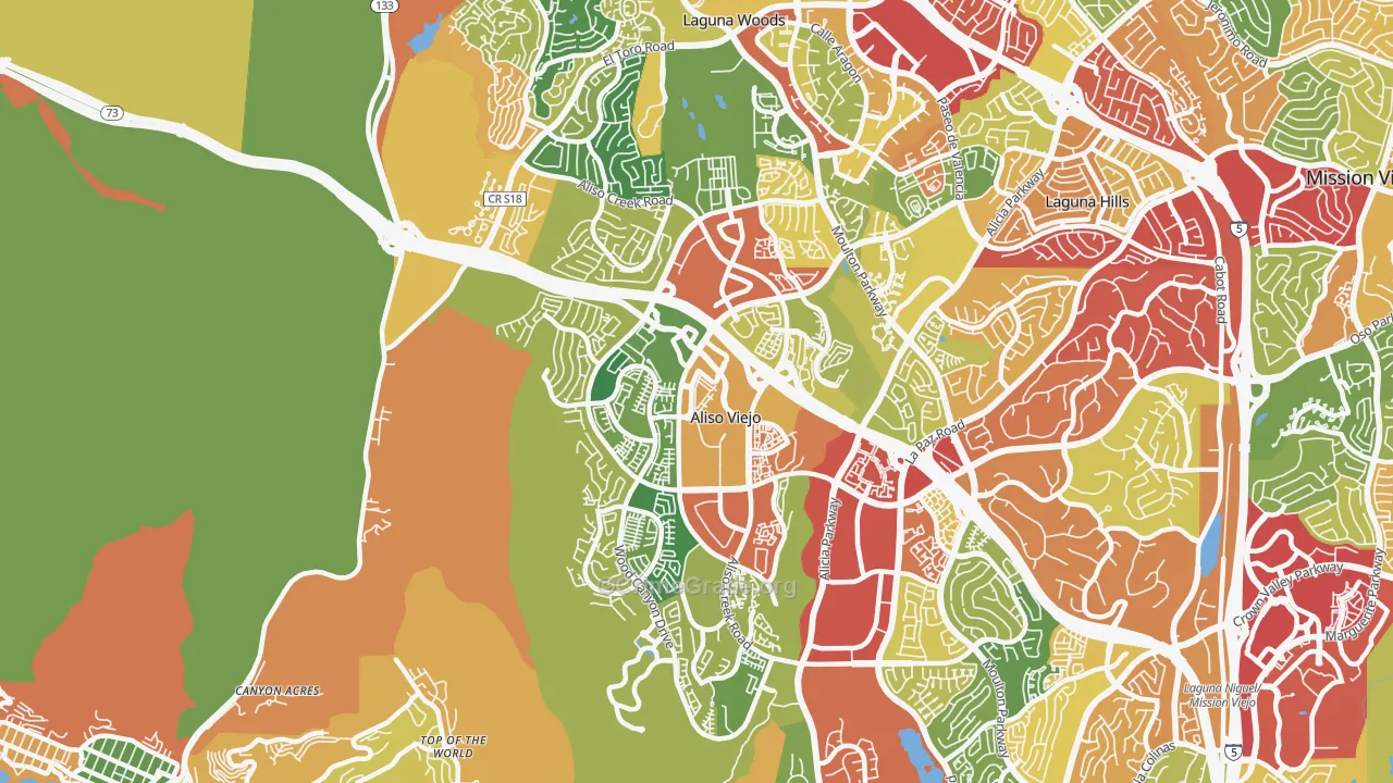 Aliso Viejo, CA Map of Robbery Rates