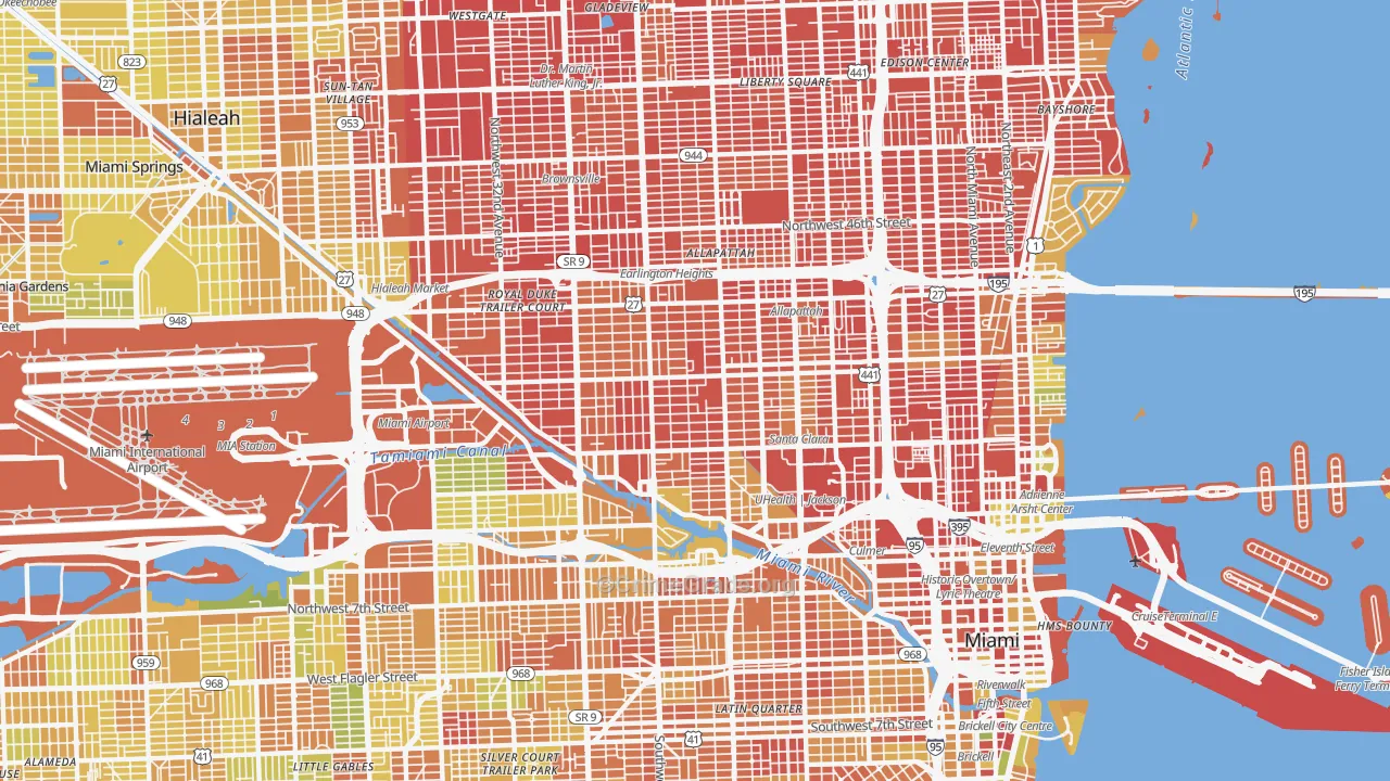 Allapattah, Miami, FL Map of Robbery Rates