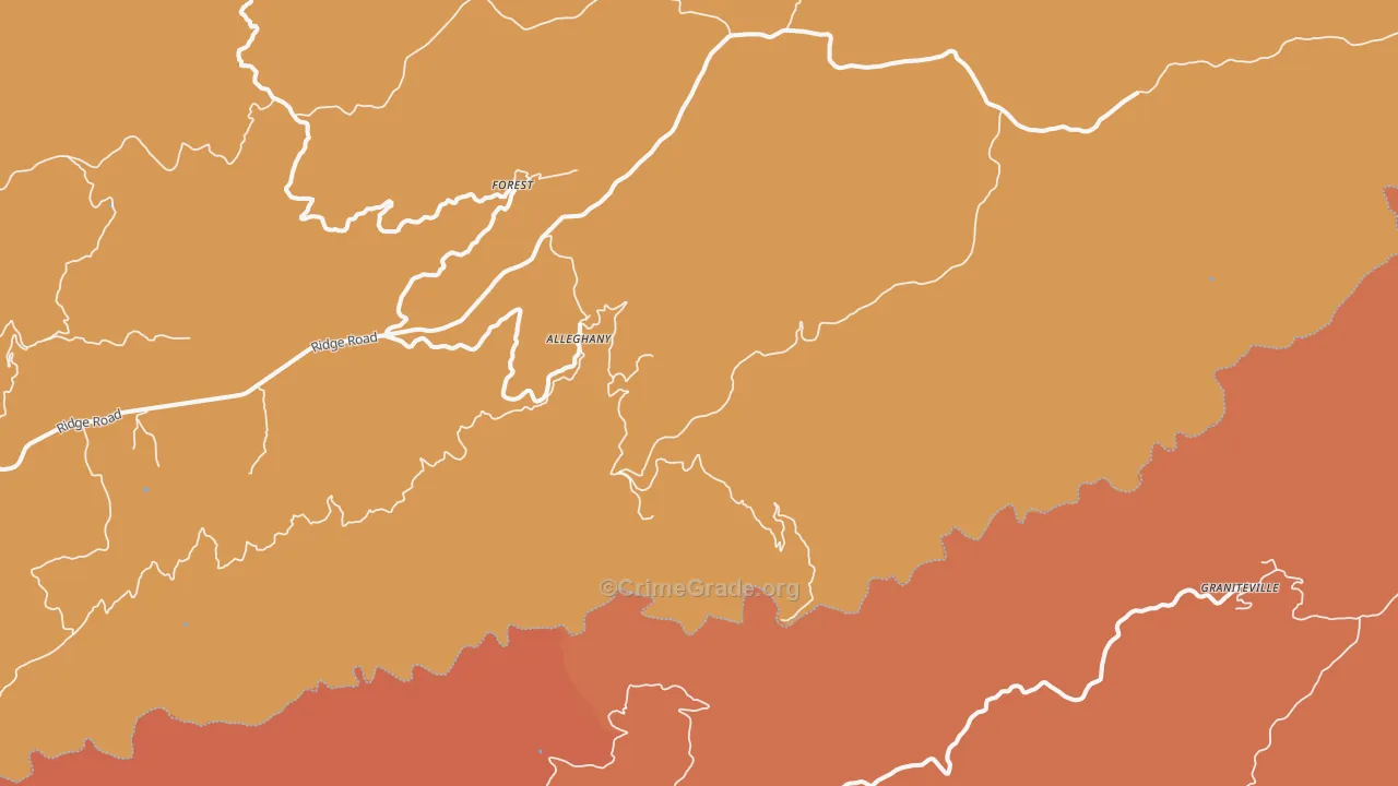 Alleghany, CA Map of Robbery Rates