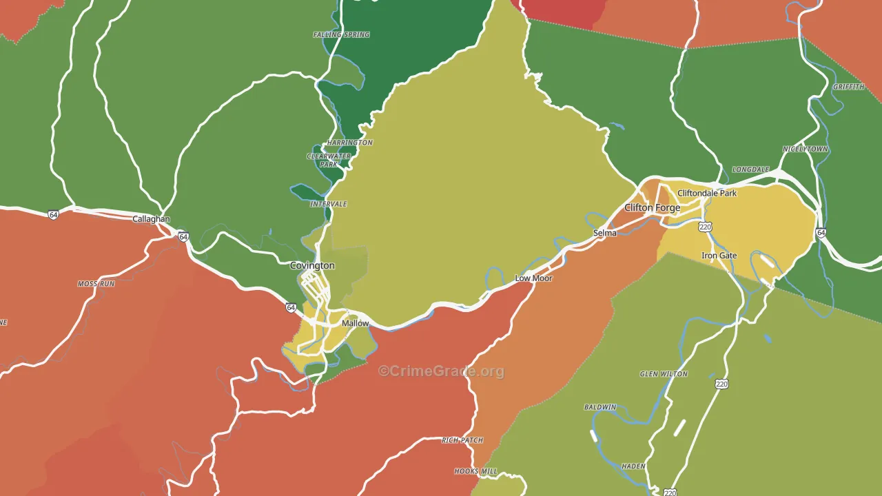 Alleghany County, VA Map of Robbery Rates