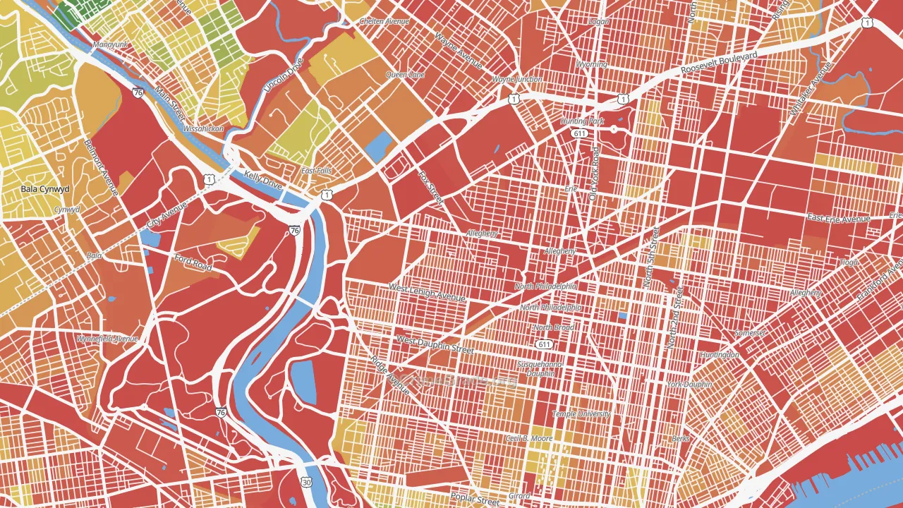 Alleghany West, Philadelphia, PA Map of Robbery Rates