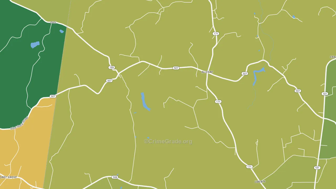 Allegre, KY Map of Robbery Rates