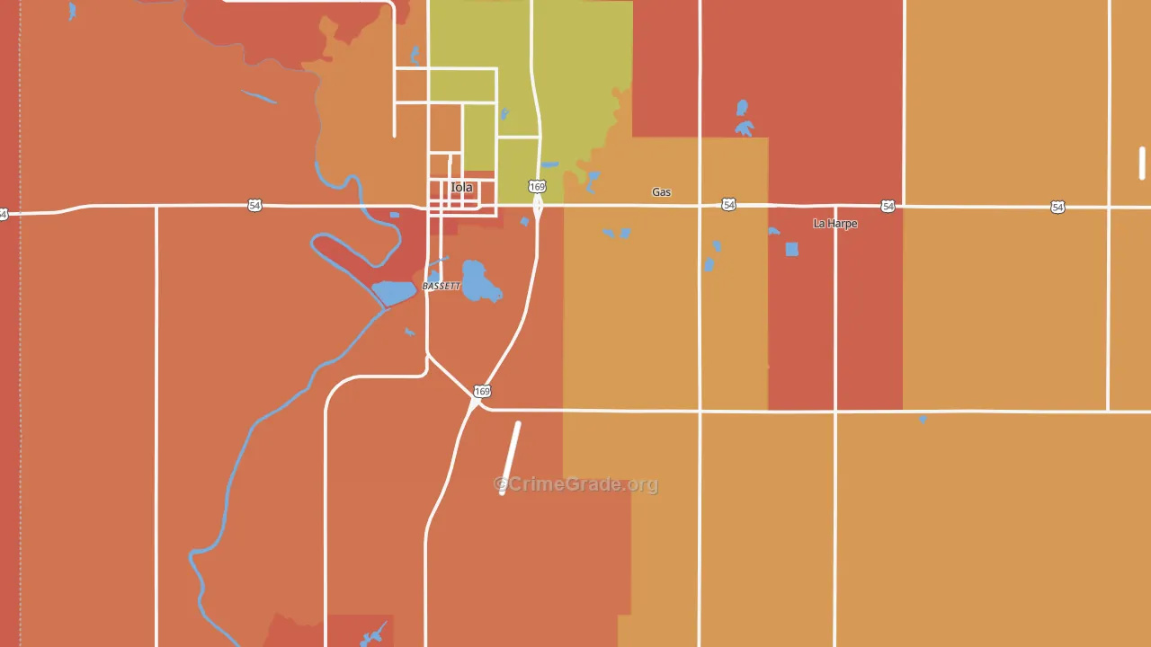 Allen County, KS Map of Robbery Rates