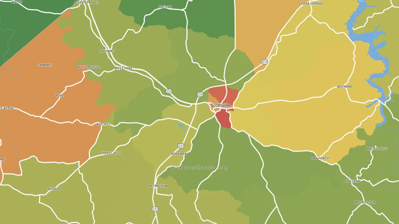 Allen County, KY Map of Robbery Rates