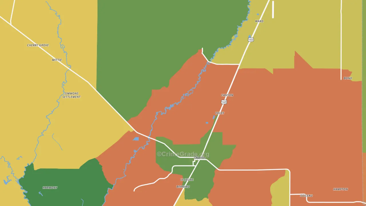 Allen Parish, LA Map of Robbery Rates