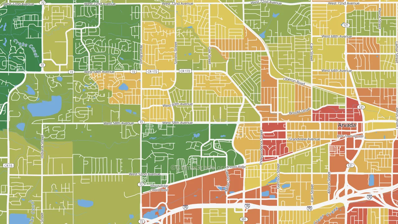 Allendale Area, Arvada, CO Map of Robbery Rates