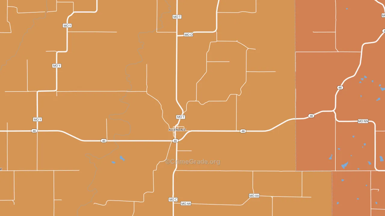 Allendale, MO Map of Robbery Rates