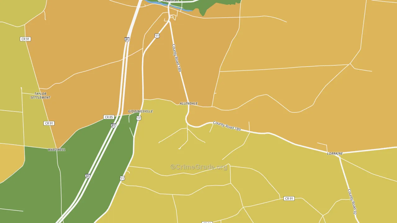 Allendale, NY Map of Robbery Rates