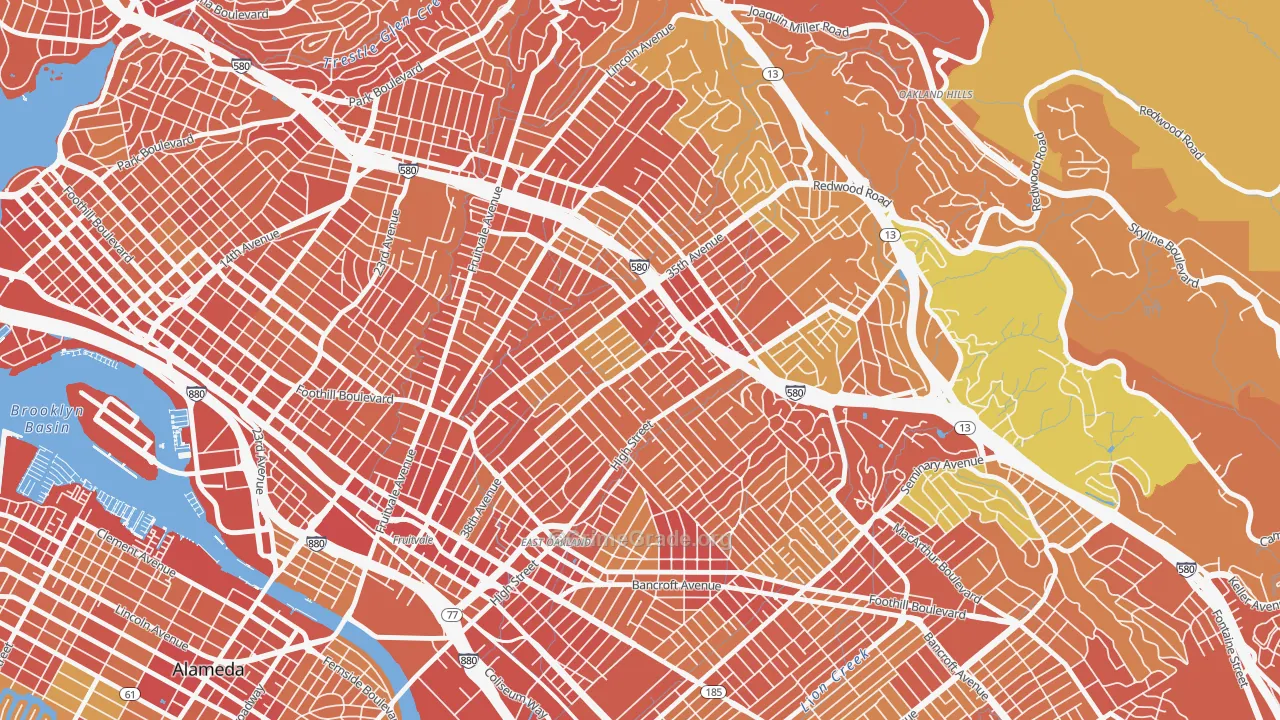 Allendale, Oakland, CA Map of Robbery Rates